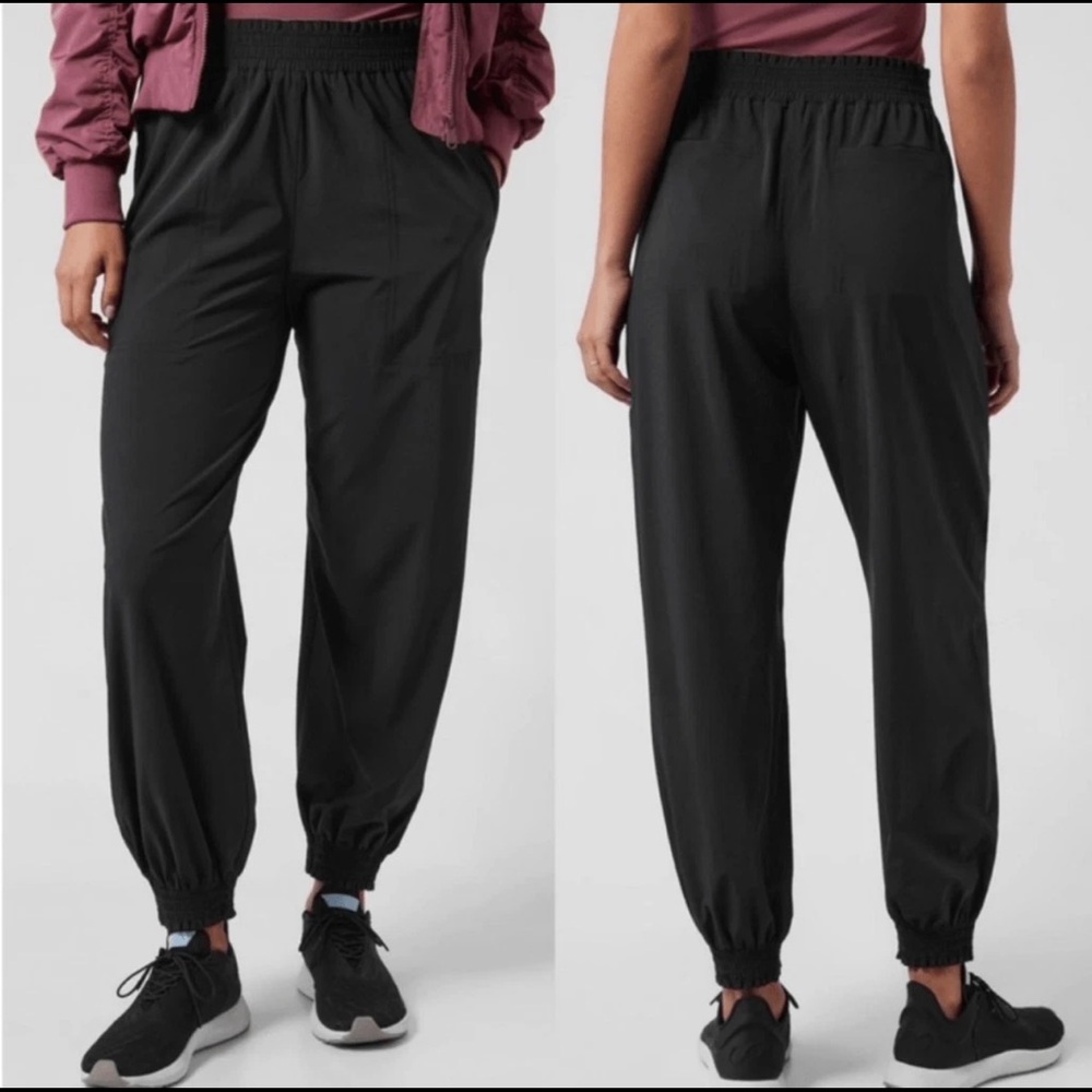 Athleta‎ Savannah Black Jogger Pants Pull On Stretch 8 NWOT Athleisure Casual